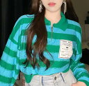 ボーダー ポロシャツ 長袖 ジップアップ ハーフジップ ショート丈 短い 短め へそ出し タグ トップス カットソー Tシャツ トレーナー ダンス 衣装 ヒップ...