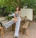オーバーオール サロペット オールインワン つなぎ パンツ ズボン ロング ストレート ワイド 太い ゆったり ビッグ グレー ワッペン シンプル ダンス 衣装...