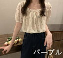 2色 花柄 ブラウス トップス カットソー 半袖 リボン ゆったり ブルー パープル ベージュ レディース ガールズ 大人 韓国 レトロ 奇抜 派手 おしゃれ ...