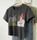 ♪M~XL展開♪猫 Tシャツ 半袖 トップス カットソー ネコ ねこ キャット ロゴ 大きいサイズ ビッグ アニマル 動物 ダンス 衣装 ヒップホップ HI...