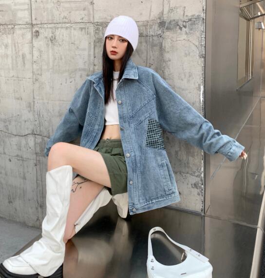 樂天商城 - ♪S~L展開♪　ジージャン　デニム　ジャケット　長袖　Gジャン　ダンス　衣装　ヒップホップ　HIPHOP　レディース　メンズ　ガールズ　ストリート　奇抜　派手　スケーター　大きいサイズ　ビッグ　韓国　カジュアル　おしゃれ　可愛い　ヴィンテージ風