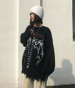 ♪M~2XL展開♪ダメージ ニット 長袖 セーター 韓国 韓国ファッション ストリート カジュアル ヒップホップ スケーター 病み可愛い ゆめかわいい 奇抜 ...