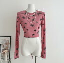 ちょうちょ 透け感あり 長袖 トップス カットソー Tシャツ インナー 短い 短め ダンス 衣装 ヒップホップ HIPHOP レディース ガールズ ストリート...