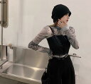 短め へそ出し シースルー トップス カットソー 長袖 透け感 Tシャツ インナー 薄手 セクシー ダンス 衣装 ヒップホップ HIPHOP レディース ガール...