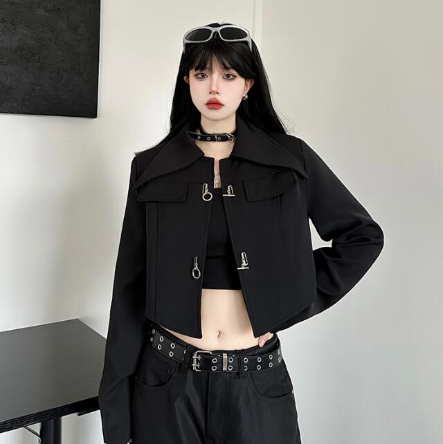 乐天商城 - モード系 　ショート丈　長袖　 ビッグシルエット ゆめかわいい 奇抜 派手 ジャケット ダンス 衣装 ヒップホップ コスチューム 韓国ファッション 大きいサイズ 個性的 服 原宿系　オーバーサイズ レディース　ガールズ　 きれいめ