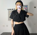 モード系 ショート丈 半袖 チェーン ビッグシルエット ゆめかわいい 奇抜 派手 ジャケット トップス ダンス 衣装 ヒップホップ コスチューム 韓国ファッ...