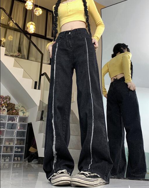 乐天商城 - ♪S~XL展開♪デニム　ズボン　ボトムス　パンツ　ジーンズ　ジーパン　ストレート　ダンス　衣装　ヒップホップ　HIPHOP　レディース　ガールズ　ストリート　奇抜　派手　韓国　ビッグ　大きいサイズ