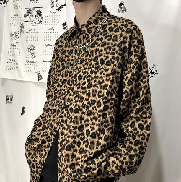 樂天商城 - 柄シャツ 総柄　ヒョウ柄　長袖 ビッグシルエット ゆめかわいい 奇抜 派手　前開き トップス ダンス 衣装 ヒップホップ コスチューム 韓国ファッション 大きいサイズ 個性的 服 原宿系　オーバーサイズ レディース　メンズ ユニセックス きれいめ