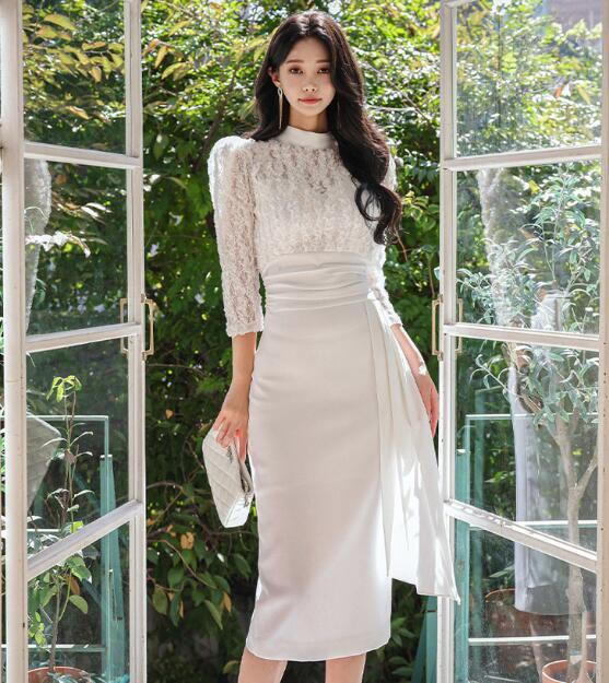 乐天商城 - ワンピース 　結婚式 　着痩せ 　おしゃれ 　ワンピ 　セクシーワンピース キャバ パーティー　膝丈 　長袖　大人 　スタイル　 上品 　韓国 　結婚式 　二次会 　パーティー　 発表会　 お呼ばれ同窓会 謝恩会