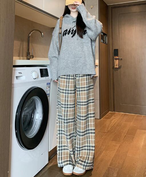 乐天商城 - チェック柄　パンツ　ズボン　ボトムス　スウェット ロング　ワイド　太い　太め　大きいサイズ　ビッグ　　ゆったり　ハイウエスト　ポケット　ダンス　衣装　ヒップホップ　HIPHOP　レディース　ガールズ　個性的　奇抜