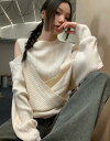 肩出し ニット トップス カットソー 長袖 透け感あり セクシー 大人 無地 重ね着風 レディース ガールズ ストリート 春 秋 冬
