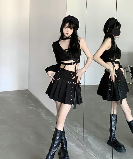 プリーツ　スカート　キュロット　スカパン　シンプル　ハイウエスト　ミニスカ　...