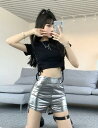 半袖 ショート丈 短い 短め へそ出し セクシー トップス ダンス 衣装 ヒップホップ HIPHOP レディース ガールズ ストリート スケーター 韓国 おしゃ...
