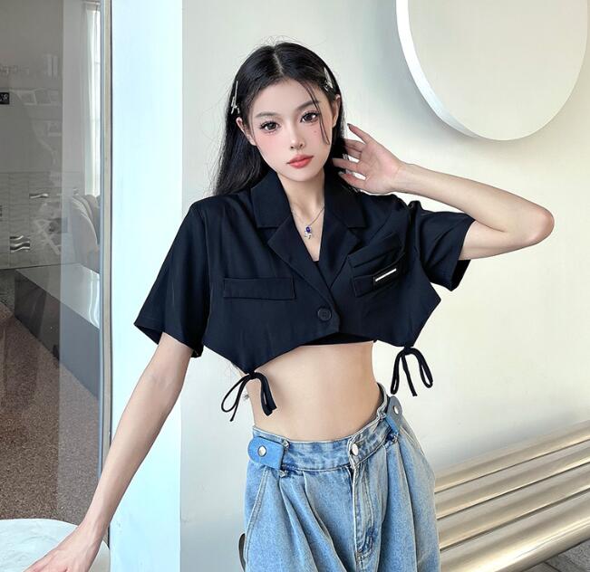 乐天商城 - モード系　半袖　 ビッグシルエット ゆめかわいい 奇抜 派手 ジャケット アウター ダンス 衣装 ヒップホップ コスチューム 韓国ファッション 大きいサイズ 個性的 服 原宿系　オーバーサイズ レディース　ガールズ　 きれいめ