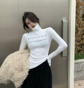 2色 トップス カットソー インナー タートルネック 長袖 シンプル 大人 ロゴ tシャツ レディース ガールズ ストリート 春 秋 冬 送料無料