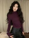 3色 トップス カットソー インナー タートルネック ハイネック 長袖 シンプル 大人 無地 tシャツ レディース ガールズ ストリート 春 秋 冬 送料無料