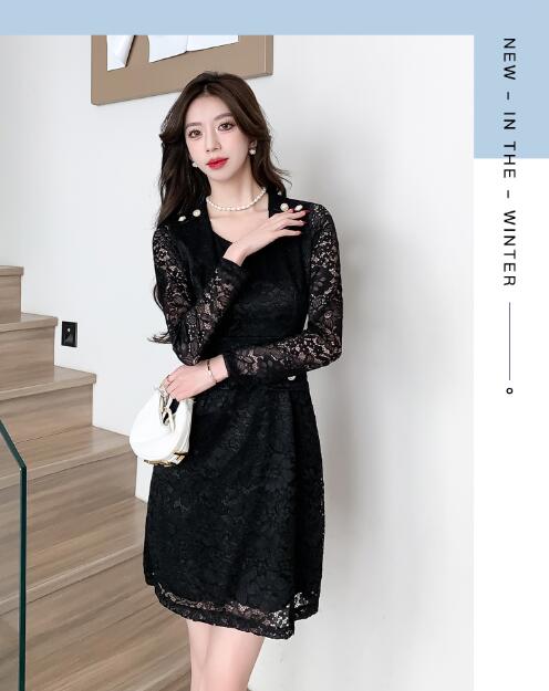 乐天商城 - ♪2色展開♪ワンピース 　結婚式 　着痩せ 　おしゃれ レース　ワンピ 　セクシーワンピース キャバ 膝丈 　長袖　大人 スタイル　上品 韓国 結婚式 二次会 パーティー 発表会 お呼ばれ同窓会 謝恩会