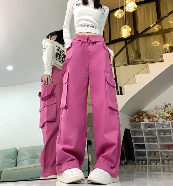 乐天商城 - カーゴパンツ　パンツ　ズボン　ボトムス　スウェット ロング　ワイド　太い　太め　大きいサイズ　ビッグ　ジャージ 　ゆったり　ハイウエスト　ポケット　ダンス　衣装　ヒップホップ　HIPHOP　レディース　メンズ　ガールズ　個性的　奇抜　かっこいい