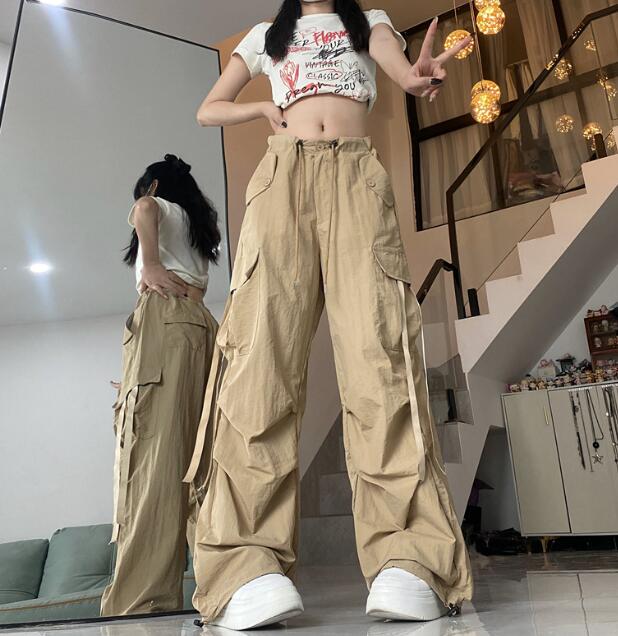 樂天商城 - ベルト　ワイド　カーゴパンツ　ズボン　ボトムス　パンツ　ハイウエスト　ロング　ジョガーパンツ　　シンプル　大きいサイズ　ゆったり　だぼだぼ　ダンス　衣装　ヒップホップ　HIPHOP　レディース　メンズ　ストリート　奇抜　派手