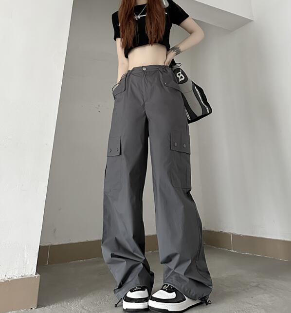 ワイド　ズボン　ボトムス　パンツ　ハイウエスト　裾絞り　ロング　ジョガーパンツ　シンプル　大きいサイズ　ゆったり　だぼだぼ　ダンス　衣装　ヒップホップ　HIPHOP　レディース　メンズ　ストリート　奇抜　派手