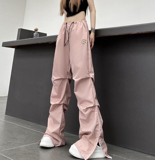 樂天商城 - ワイド　ズボン　ボトムス　パンツ　ハイウエスト　ジップ　ロング　ジョガーパンツ　シンプル　大きいサイズ　ゆったり　だぼだぼ　ダンス　衣装　ヒップホップ　HIPHOP　レディース　メンズ　ストリート　奇抜　派手