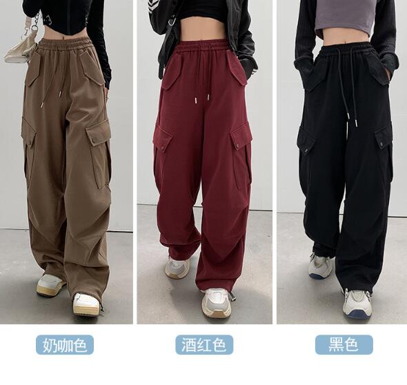樂天商城 - ワイド　カーゴパンツ　ズボン　ボトムス　パンツ　ハイウエスト　ロング　裾絞り　ジョガーパンツ　シンプル　大きいサイズ　ゆったり　だぼだぼ　ダンス　衣装　ヒップホップ　HIPHOP　レディース　メンズ　ストリート　奇抜　派手