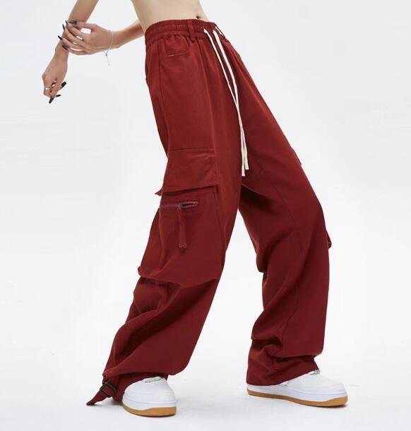 カーゴパンツ　ズボン　ボトムス　パンツ　ハイウエスト 裾ベルト　ロング　ジョガーパンツ　シンプル　大きいサイズ　ゆったり　だぼだぼ　ダンス　衣装　ヒップホップ　HIPHOP　レディース メンズ　ストリート　奇抜　派手