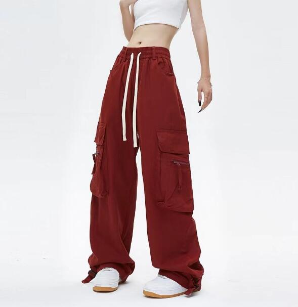 カーゴパンツ　ズボン　ボトムス　パンツ　ハイウエスト 裾ベルト　ロング　ジョガーパンツ　シンプル　大きいサイズ　ゆったり　だぼだぼ　ダンス　衣装　ヒップホップ　HIPHOP　レディース メンズ　ストリート　奇抜　派手