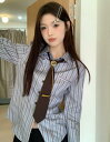 ネクタイ シャツ ブラウス トップス カットソー 長袖 前開き ゆったり 大きいサイズ ダンス 衣装 ヒップホップ HIPHOP レディース ガールズ 大人 韓...