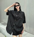 チャイナ服 柄シャツ 総柄 龍柄 半袖 ビッグシルエット ゆめかわいい 奇抜 派手 前開き トップス ダンス 衣装 ヒップホップ コスチューム 韓国ファッシ...
