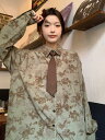 「ネクタイ付き」レトロ 柄シャツ 長袖 ビッグシルエット ゆめかわいい 奇抜 派手 前開き トップス ダンス 衣装 ヒップホップ コスチューム 韓国ファッショ...