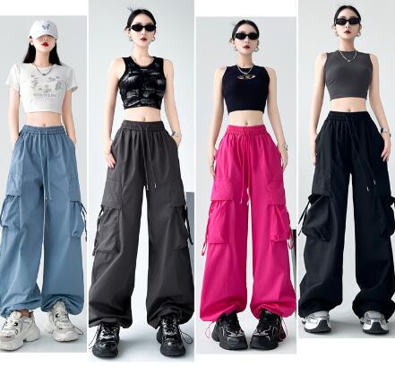 乐天商城 - カーゴパンツ　パンツ　ズボン　ボトムス　スウェット ロング　ワイド　太い　太め　大きいサイズ　ジャージ 　ゆったり　ダンス　衣装 ダンス イベント文化祭　 コスチューム 韓国ファッション HIPHOP ヒップホップ 　レディース　ガールズ　 個性的