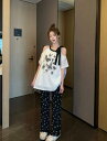 ちょうちょ 肩出し キャミソール セクシー 半袖 トップス カットソー Tシャツ シンプル ダンス 衣装 ヒップホップ HIPHOP レディース ガールズ ス...