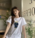 くま クマ ベア トップス カットソー Tシャツ 半袖 ゆったり シンプル ダンス 衣装 ヒップホップ HIPHOP レディース ガールズ ストリート 個性的...