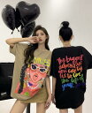 アメリカン プリント トップス カットソー Tシャツ 半袖 ロンT ゆったり シンプル ダンス 衣装 ヒップホップ HIPHOP レディース ガールズ ストリ...