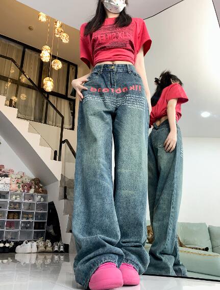 プリント　ジーパン　パンツ　ズボン　ボトムス　シンプル　ダンス　衣装 ダンス イベント文化祭　 コスチューム 韓国ファッション HIP..