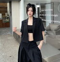 モード系 半袖 短め 短い ショート丈 ビッグシルエット ゆめかわいい 奇抜 派手 ジャケット アウター ダンス 衣装 ヒップホップ コスチューム 韓国ファ...