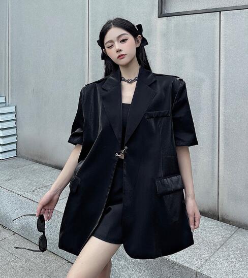 乐天商城 - モード系 　半袖　 ビッグシルエット ゆめかわいい 奇抜 派手 ジャケット アウター ダンス 衣装 ヒップホップ コスチューム 韓国ファッション 大きいサイズ 個性的 服 原宿系　オーバーサイズ レディース　ガールズ　 きれいめ