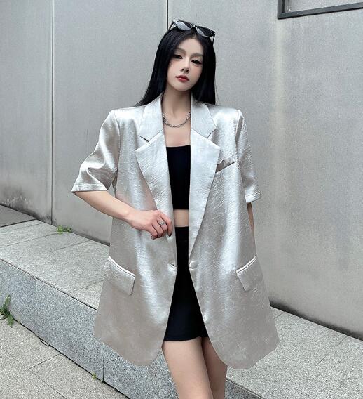 樂天商城 - モード系 　半袖　 ビッグシルエット ゆめかわいい 奇抜 派手 ジャケット アウター ダンス 衣装 ヒップホップ コスチューム 韓国ファッション 大きいサイズ 個性的 服 原宿系　オーバーサイズ レディース　ガールズ　 きれいめ