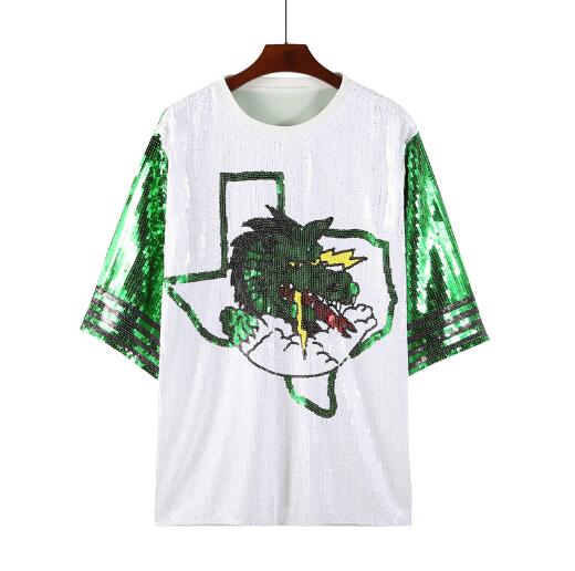 樂天商城 - ロゴ　スパンコール　キラキラ　カットソー　トップス　ダンス　衣装 ゆったり　ヒップホップ　HIPHOP　レディース　ガールズ　ストリート　大人　派手　部活　イベント　文化祭　ダンス衣装