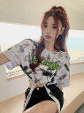 ロゴ プリント 半袖 Tシャツ 五分袖 トップス カットソー へそ出し 短め 短い ショート丈 ダンス 衣装 ヒップホップ HIPHOP レディース ガール...