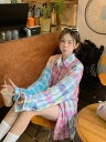 チェック柄 カラフル 切替 シャツ ブラウス トップス カットソー 長袖 前開き ゆったり 大きいサイズ ダンス 衣装 ヒップホップ HIPHOP レディース ...