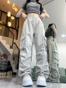 カーゴパンツ デニム ズボン ボトムス パンツ ジーンズ ジーパン ストレート ロング ハイウエスト ダンス 衣装 ヒップホップ HIPHOP レディース ガールズ ストリート 奇抜 派手 韓国 大きいサイズ(4)
