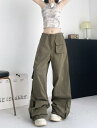 ♪S~L展開♪ レトロ カーゴパンツ パンツ ズボン ボトムス スウェット ロング ワイド 太い 太め 大きいサイズ ビッグ ゆったり ハイウエスト ポケット ダンス 裾絞り 衣装 ヒップホップ HIPHOP レディース ガールズ 個性的 奇抜 かっこいい(4)