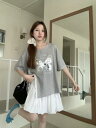 ちょうちょ スパンコール キラキラ レース グレー 半袖 トップス カットソー Tシャツ シンプル ダンス 衣装 ヒップホップ HIPHOP レディース ガールズ ストリート 個性的 奇抜 韓国 おしゃれ かわいい