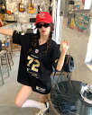 ♪S~L展開♪ユニフォーム風 ロゴ ナンバー 半袖 五分袖 ブラック 黒 トップス カットソー tシャツ ロゴ ベースボール スポーツ ダンス 衣装 ヒップホ...