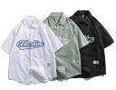 ロゴ シャツ ブラウス 半袖 五分袖 トップス カットソー 前開き ボタン 白 ホワイト ブラック 黒 グリーン ダンス 衣装 ヒップホップ HIPHOP レデ...