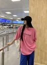 Tシャツ 半袖 トップス カットソー ロゴ ピンク シンプル 大きいサイズ ビッグ ダンス 衣装 ヒップホップ HIPHOP レディース ガールズ ストリート...