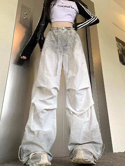 樂天商城 - マーブル　パンツ　ズボン　ボトムス　 ロング　ワイド　太い　太め　大きいサイズ　ビッグ 　ゆったり　ジャージ　ハイウエスト　ポケット ダンス　衣装　ヒップホップ　HIPHOP　レディース　ガールズ　個性的　奇抜　かっこいい