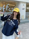 ロゴ バイカラー 長袖 トップス カットソー トレーナー グレー ネイビー 長め ダンス 衣装 ヒップホップ HIPHOP レディース ガールズ ストリート ...